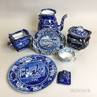 Six Piece of Historic Blue Transfer-decorated Ceramic Tableware