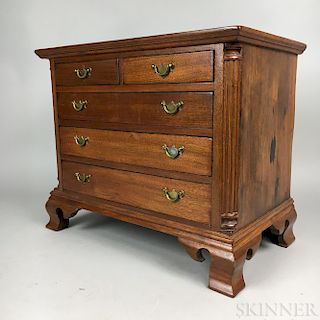 Miniature Chippendale-style Pennsylvania-type Mahogany Chest of Five Drawers