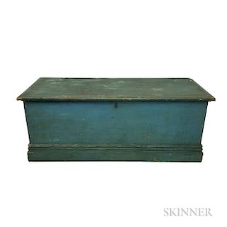 Blue-painted Pine Six-board Blanket Box