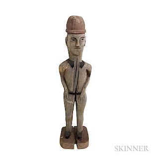 Folk Art Carved Pine Figure of a Man