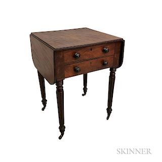 Classical Mahogany Two-drawer Drop-leaf Worktable