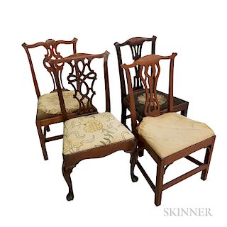 Four Chippendale Carved Mahogany Side Chairs