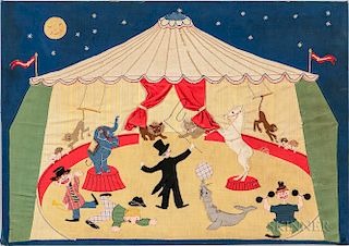 Appliqued and Embroidered Circus Scene