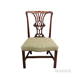 George III Carved and Upholstered Mahogany Side Chair