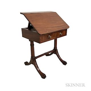 Classical Carved and Inlaid Mahogany Writing Stand