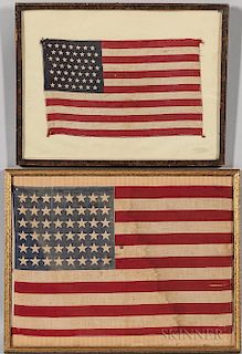 Two Small Framed Cotton American Flags
