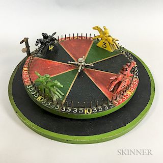 Painted Wood and Iron Horse Race Game