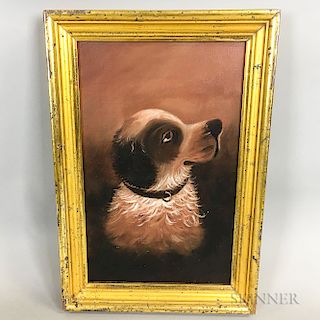 Framed Oil on Canvas Portrait of a Dog