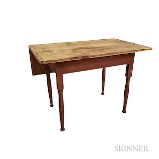 Country Turned and Red-painted Maple One-leaf Drop-leaf Table