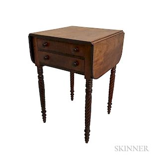 Classical Mahogany Two-drawer Drop-leaf Worktable
