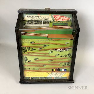 Glass and Wood Cased "Steeplechase" Countertop Penny Game