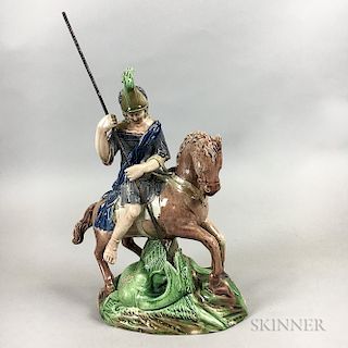 Ralph Wood-type Glazed Earthenware Figure of St. George and the Dragon