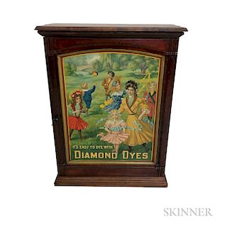 Mahogany and Lithographed Tin "Diamond Dyes" Spool Cabinet