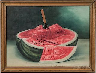 American School, 20th Century  Still Life with Watermelon