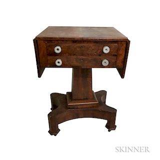Empire Mahogany Two-drawer Drop-leaf Worktable
