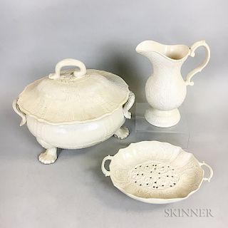Three Staffordshire Salt-glazed Stoneware Items