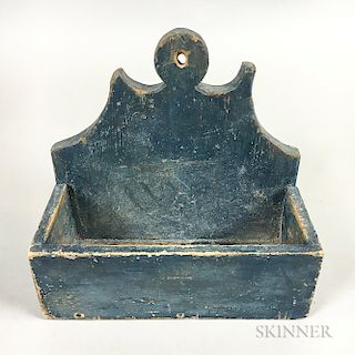Small Blue-painted Pine Hanging Wall Box