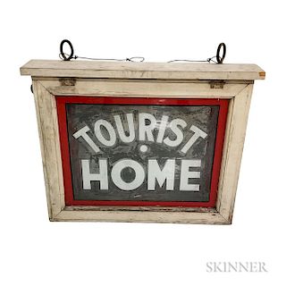 Painted Wood and Glass "Tourist Home" Box Sign