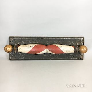 Mounted Polychrome Painted Wood Barber Pole