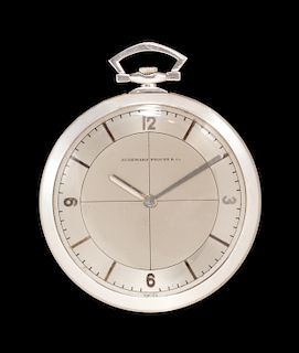 A Platinum Open Face 'Ultra-Thin' Pocket Watch, Audemars Piguet & Co.