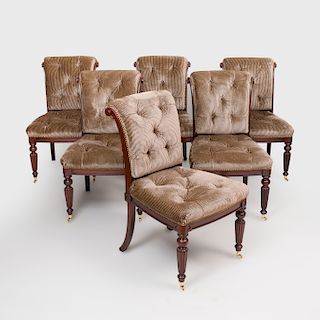 Set of Six William IV Style Stained Wood Dining Chairs