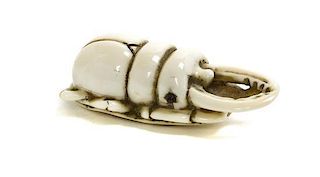 * A Carved Water Beetle Netsuke, Width at widest 2 3/4 inches.