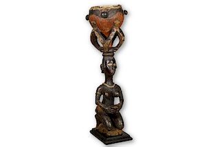 Baga Figural Drum with Base from Guinea