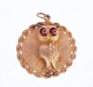 14k gold owl charm