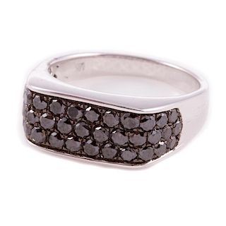 Black diamond and sterling silver ring