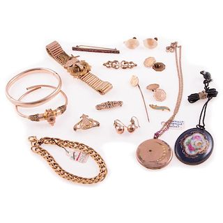 Collection of antique gold-filled jewelry