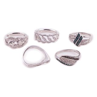 Colored diamond, diamond and sterling silver rings
