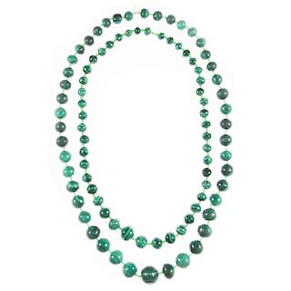 Two malachite beaded necklaces