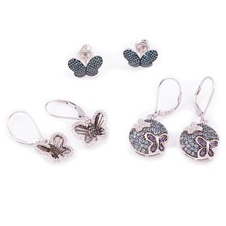 Gem-set and sterling silver butterfly earrings