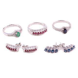 Gem-set, diamond and sterling silver jewelry