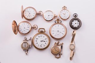 Ten assorted gold-filled, silver and metal watches