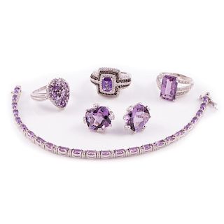 Amethyst, diamond and cubic zirconia jewelry