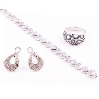 Diamond, black diamond and sterling silver jewelry