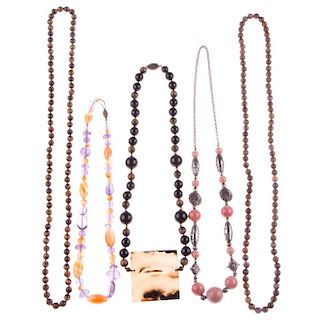 Five beaded necklaces