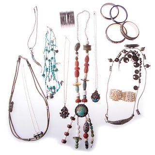 Collection of silver, costume and ethnic jewelry