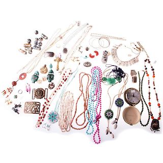 Collection of costume jewelry and assorted items