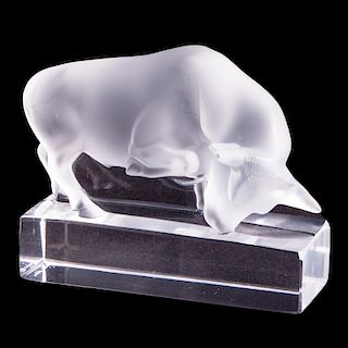 Lalique France crystal bull paperweight