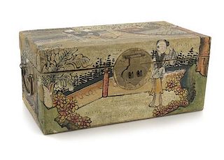 A Chinese Painted Chest, Width 11 inches.