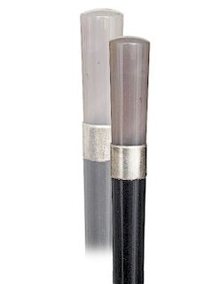 159. Agate Dress Cane  -Early 20th Century -The polished Milord handle of a natural gray color and subtle foggy structure, ebony shaft with a plain si