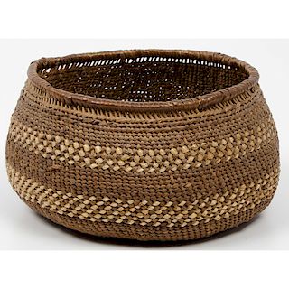 Salish Imbricated Storage Basket, From an Old Nebraska Collection