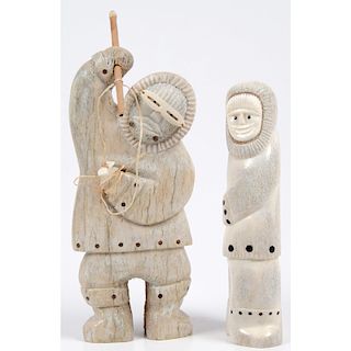 Wilbur Kuzuguk (Inuit, 20th century) Bone Sculpture of a Hunter, PLUS, From the Collection of William H. Saunders, M.D. and Putzi Saunders, Ohio