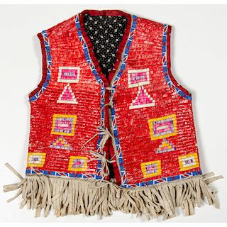 Sioux Child's Beaded and Quilled Hide Vest, From the Collection of William H. Saunders, M.D. and Putzi Saunders, Ohio