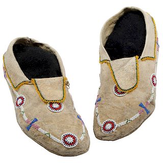 Southern Plains Beaded Moccasins, From an Old Nebraska Collection