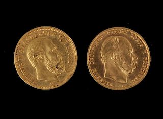 Two German Gold 10 Mark Coins