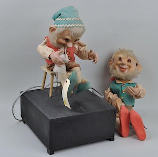 A Vintage German Mechanical Elf & A Seated Elf