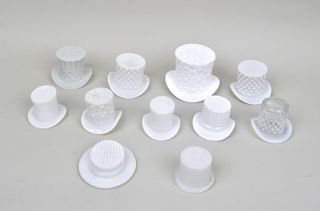 Group Eleven Pressed Milk Glass Hats